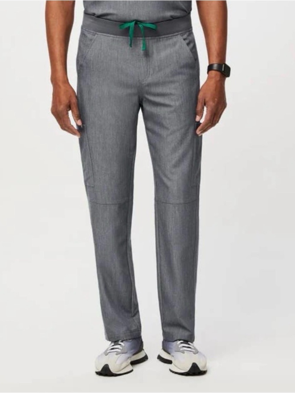 FIGS Axim Gray Scrub Pants with Green Drawcord size Large